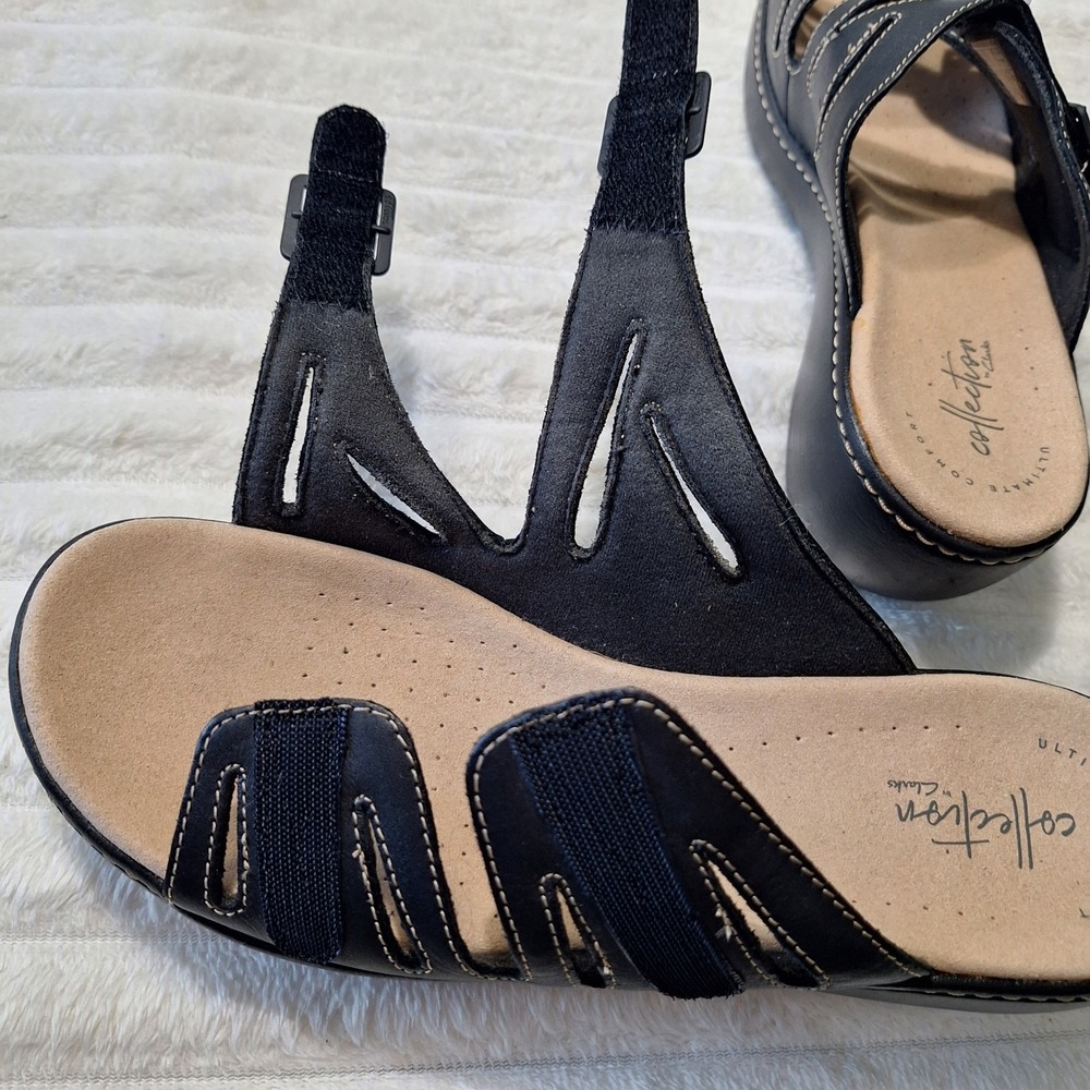Clarks Collection Merliah Karli Sandals Womens 8 Black Slip On Adjustable... - Picture 5 of 12